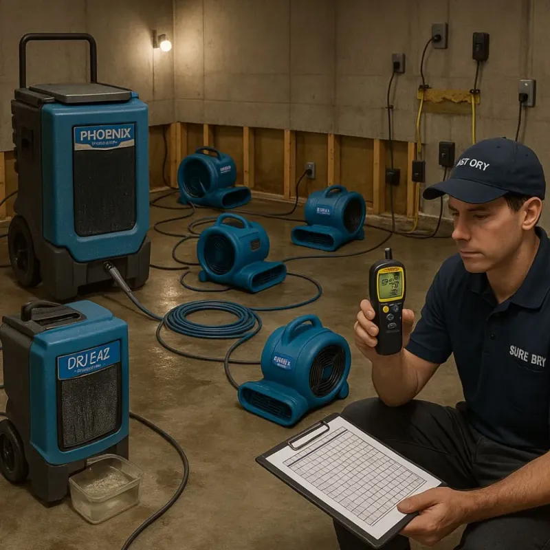Structural Drying and Dehumidification process in Huntsville, TN